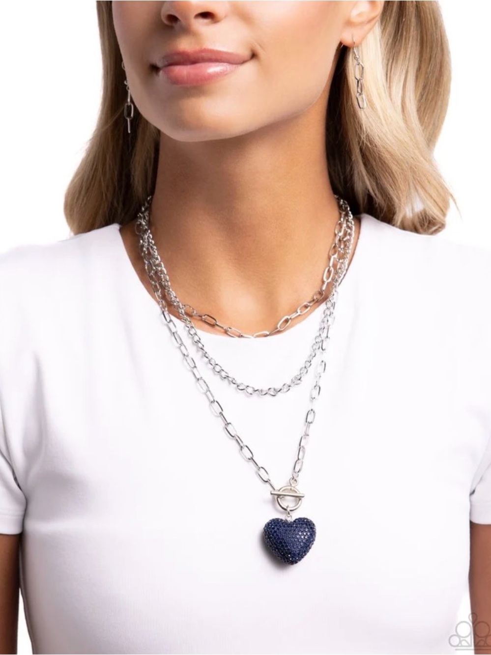 Paparazzi Necklace ~ HEART Gallery - Blue